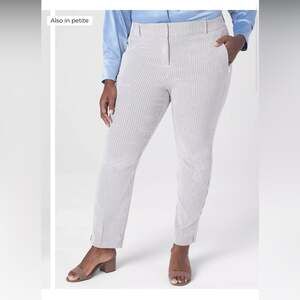 NEW Lane Bryant 4 Season Stripe Mid Rise Ankle Pants Size 26 Plus Slimming Tan